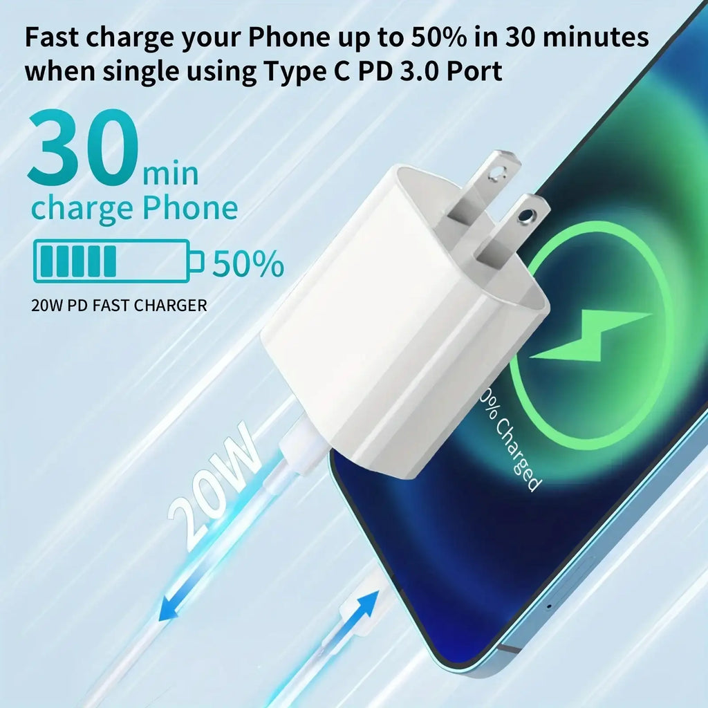 20W USB-C Fast Charger with 6FT Cable - BaseMaxCore