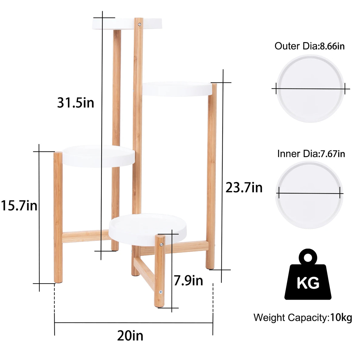 4-Tier Bamboo Indoor & Outdoor Plant Stand - BaseMaxCore