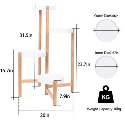 4-Tier Bamboo Indoor & Outdoor Plant Stand - BaseMaxCore