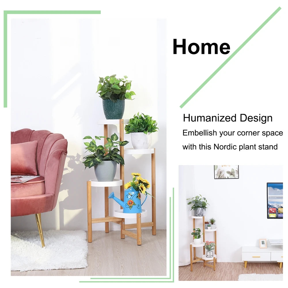 4-Tier Bamboo Indoor & Outdoor Plant Stand - BaseMaxCore
