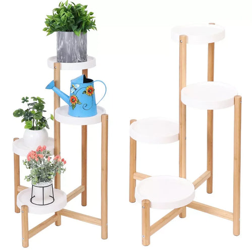 4-Tier Bamboo Indoor & Outdoor Plant Stand - BaseMaxCore