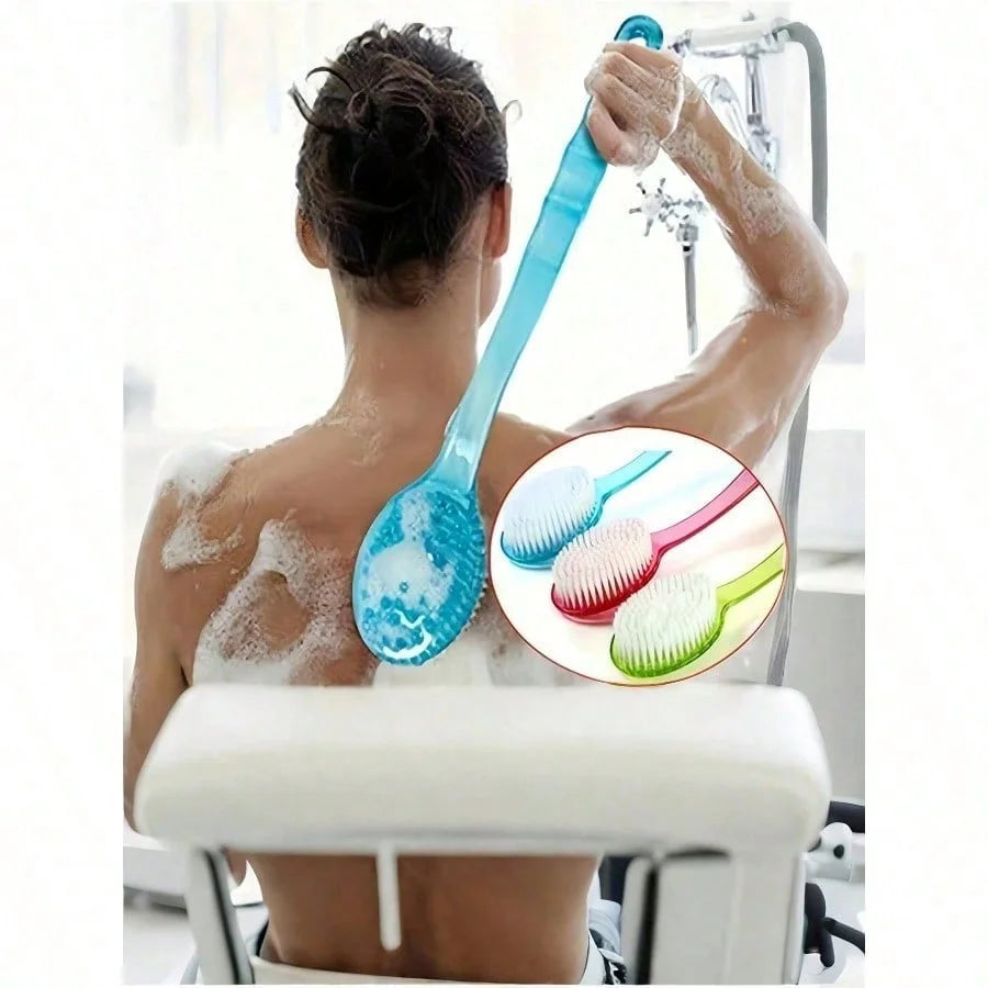 Long-Handle Exfoliating Back Scrubber Bath Brush | Soft Bristles, Non-Slip Grip