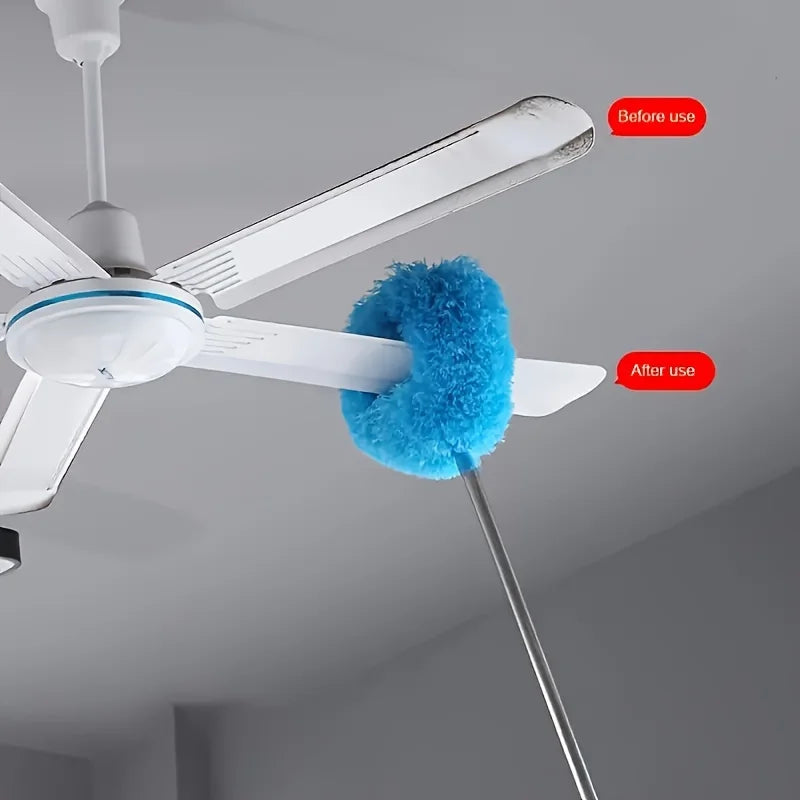 Long-Handled Microfiber Ceiling Fan Duster - Dust-Locking, Reusable, Machine Washable, Effortless Cleaning Brush - Detachable Brush For Easy Cleaning, Ideal For RVs & Home Use