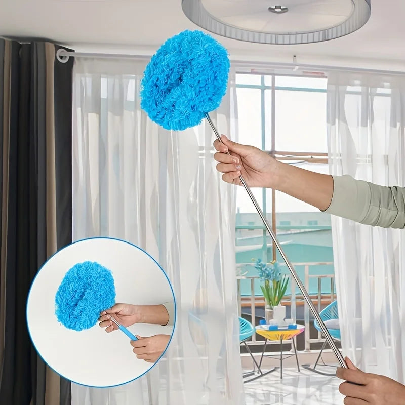 Long-Handled Microfiber Ceiling Fan Duster - Dust-Locking, Reusable, Machine Washable, Effortless Cleaning Brush - Detachable Brush For Easy Cleaning, Ideal For RVs & Home Use