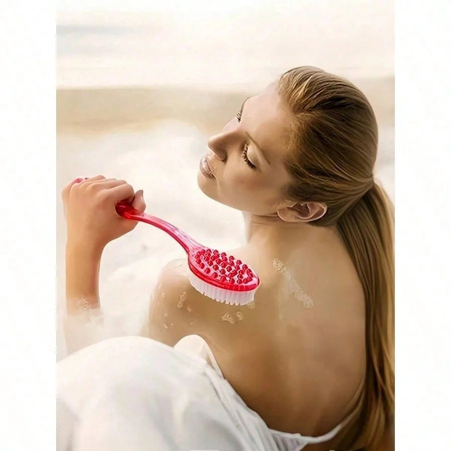 Long-Handle Exfoliating Back Scrubber Bath Brush | Soft Bristles, Non-Slip Grip