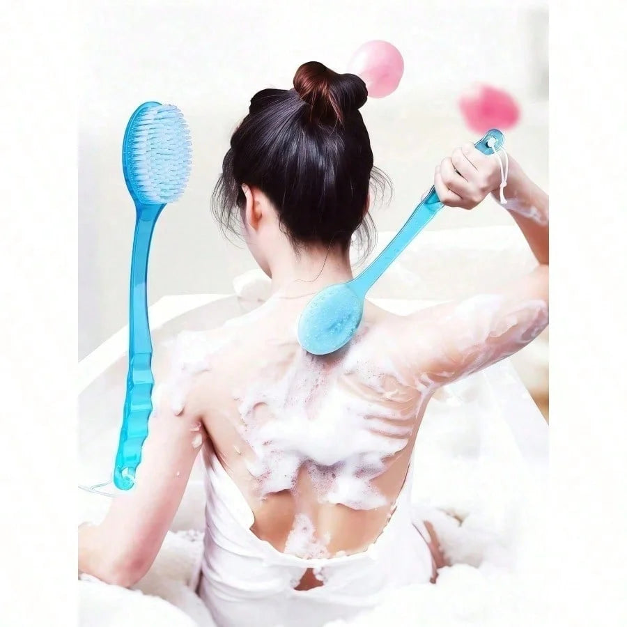 Long-Handle Exfoliating Back Scrubber Bath Brush | Soft Bristles, Non-Slip Grip
