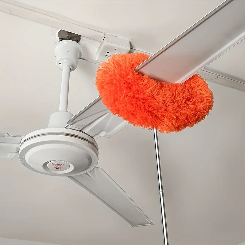Long-Handled Microfiber Ceiling Fan Duster - Dust-Locking, Reusable, Machine Washable, Effortless Cleaning Brush - Detachable Brush For Easy Cleaning, Ideal For RVs & Home Use