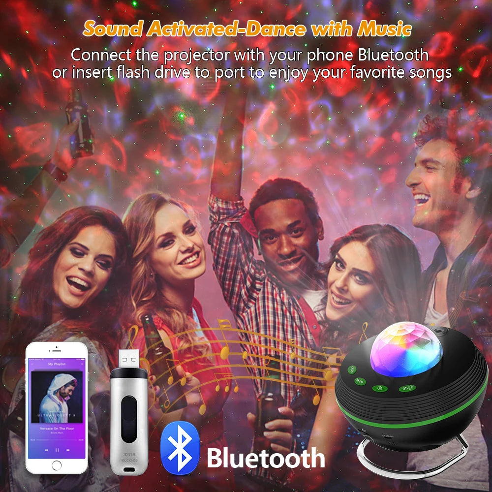 WiFi Tuya Smart LED Star Galaxy Projector Ocean Wave Starry Sky Night Light Nebula Atmospher Lamp Bluetooth USB Music Player