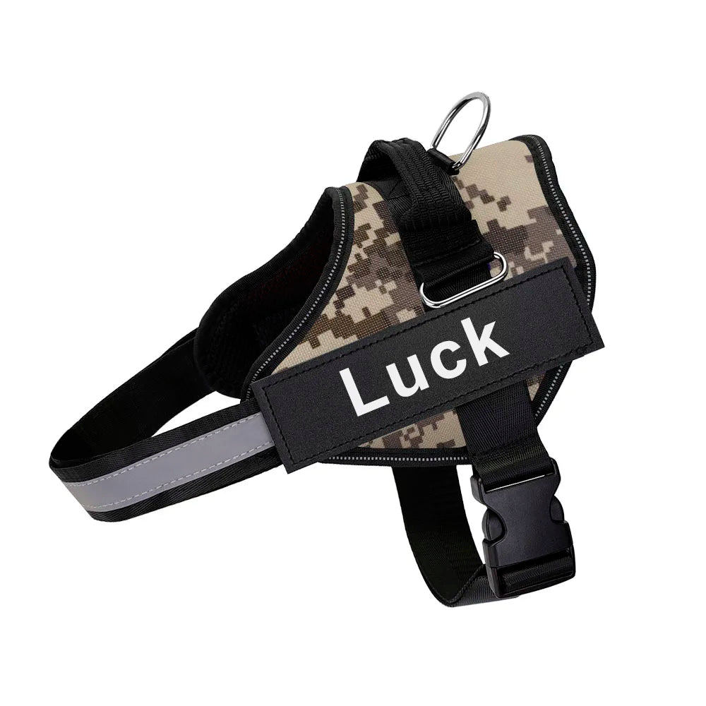 Dog Harness Vest ID Patch Customized Reflective Breathable Adjustable Pet Harness For Dog NO PULL Pet Outdoor Harness