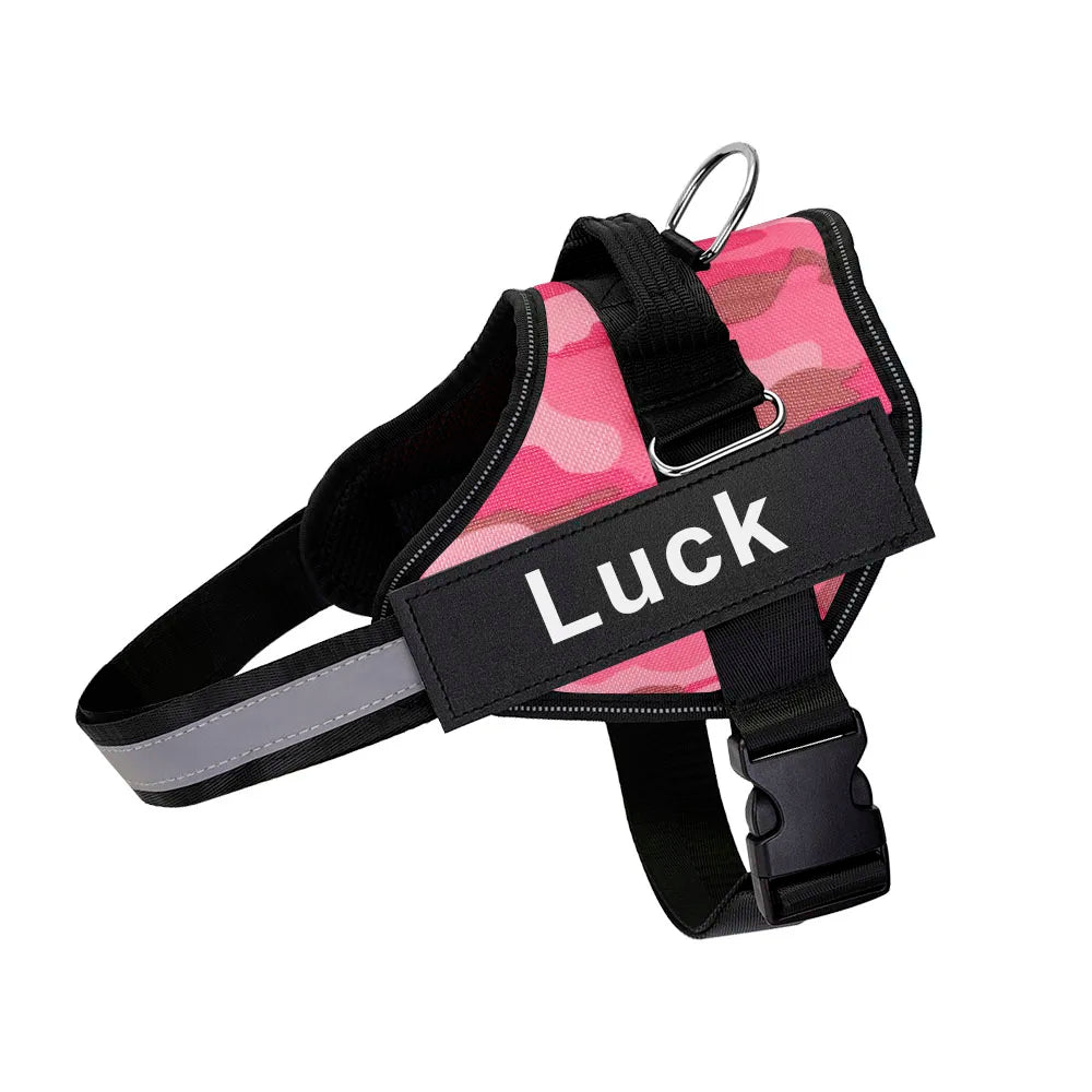 Dog Harness Vest ID Patch Customized Reflective Breathable Adjustable Pet Harness For Dog NO PULL Pet Outdoor Harness