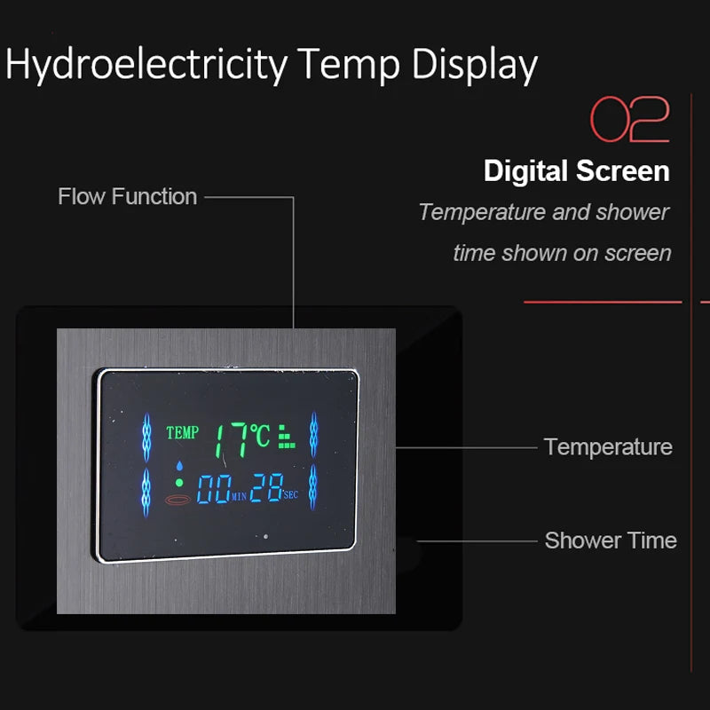 6-Function LED Shower Panel — Rain, Waterfall, Massage Jets, Bidet & More | Brushed Black Nickel