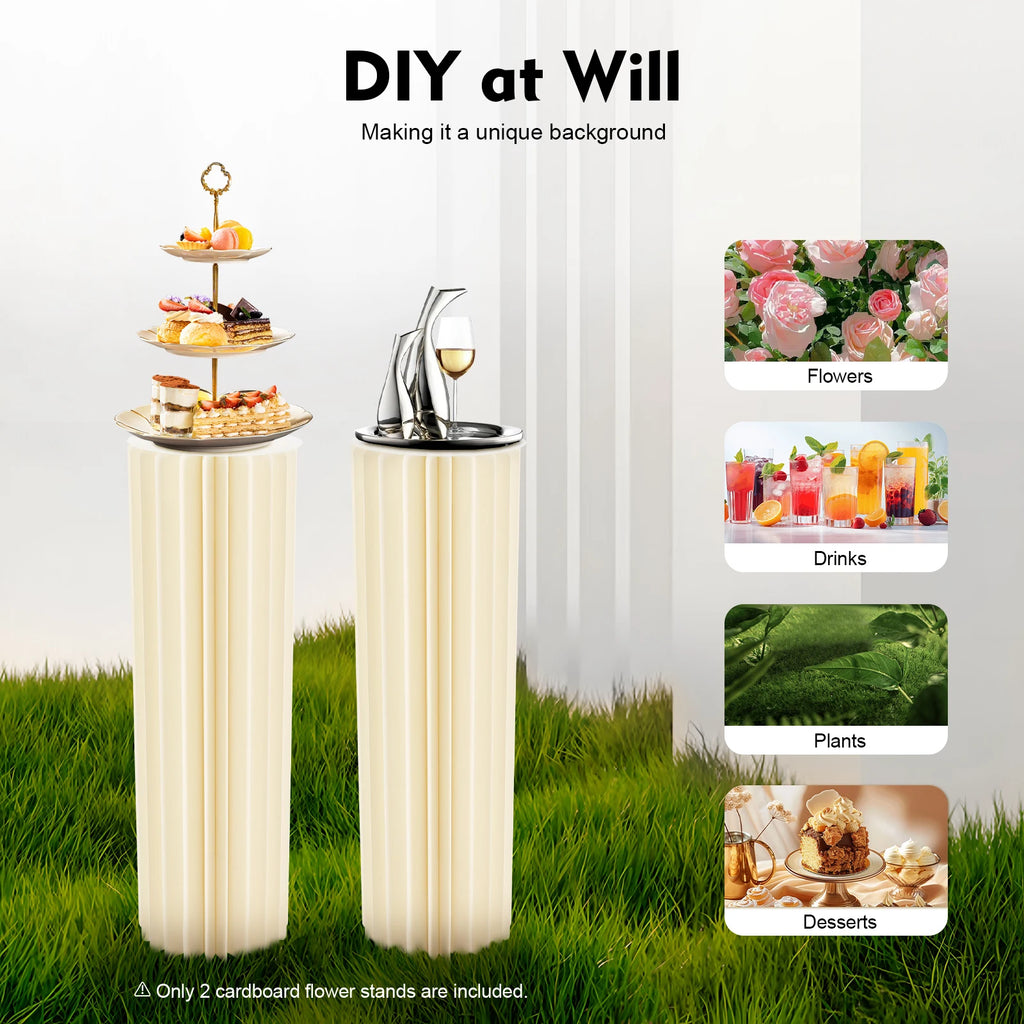 2PCS Honeycomb Cardboard Cylinder Pedestal Stands | 100cm Tall | 110lb Capacity
