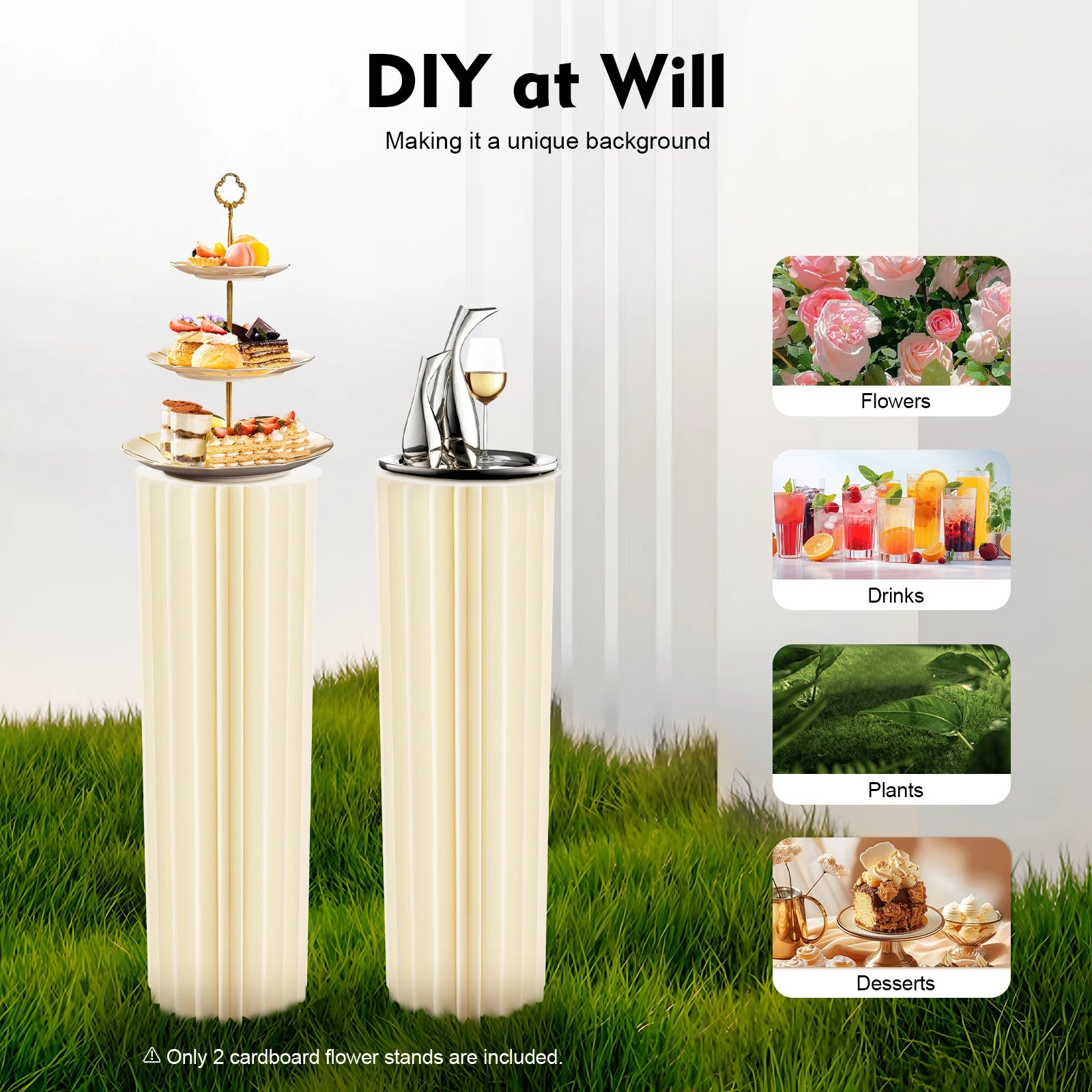2PCS Honeycomb Cardboard Cylinder Pedestal Stands | 100cm Tall | 110lb Capacity