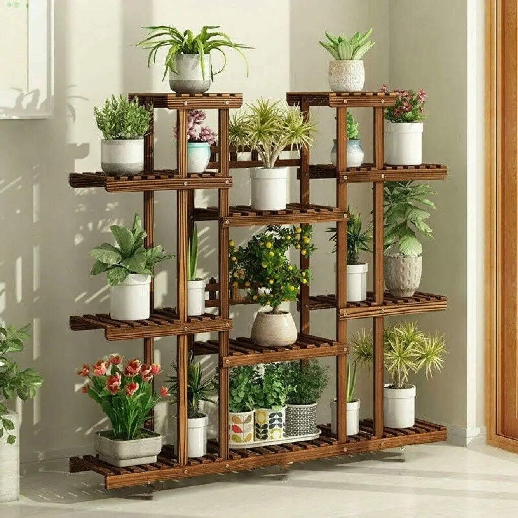 Multi-Tier Wooden Plant Stand — Indoor & Outdoor Flower Pot Display Shelf