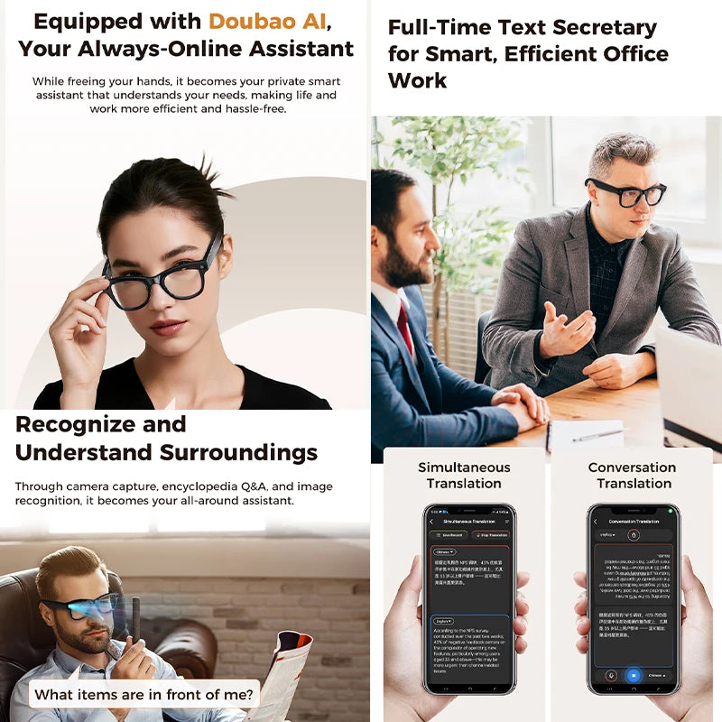 M02 Ultra Smart AI Glasses – 4K Camera, 32GB, 120+ Language Translation & Power Bank