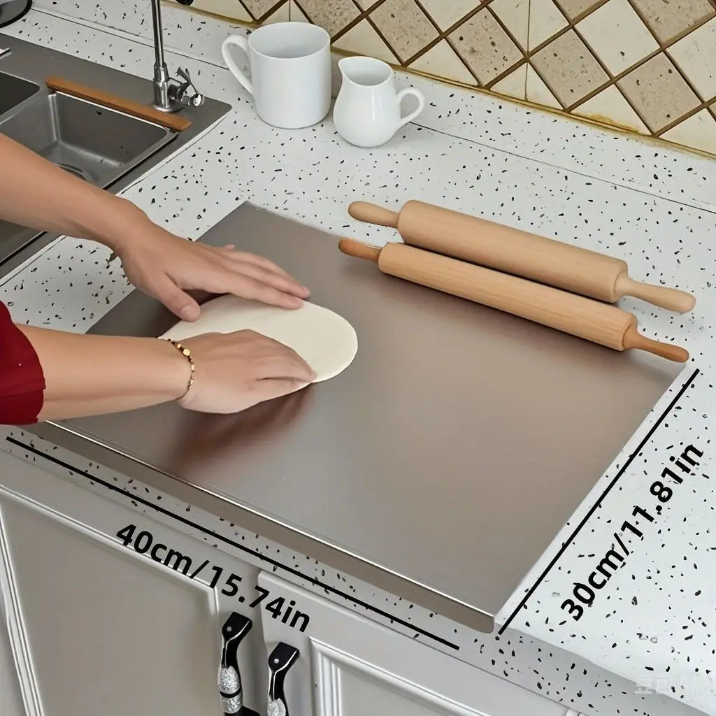 Large Stainless Steel Cutting Board 304 with Lid And Non-Slip Pad Kitchen Chopping Board for Meat