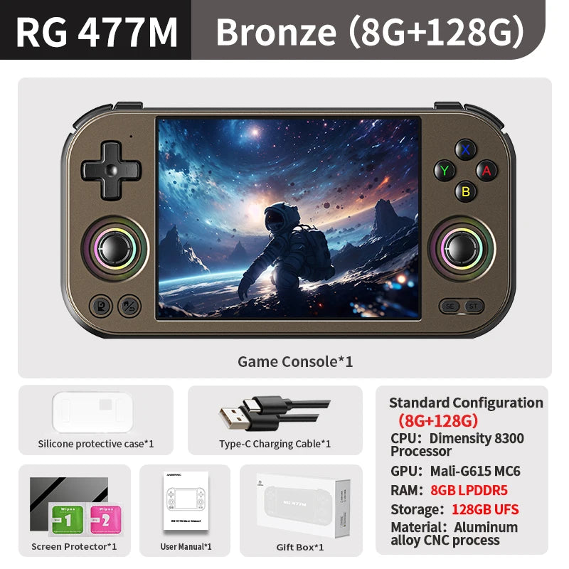 ANBERNIC RG 477M Retro Handheld Games Console 4.7" LTPS In-Cell Touch Screen Aluminum Alloy Android 5300mAh AI Assistant RG477M