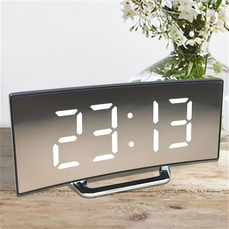 Digital Alarm Clock, Silent Design, Large LED Display Screen, Mirror Electronic Clock, Digital Alarm Clock, LED Mirror Clock
