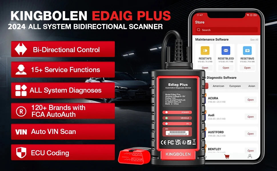 KINGBOLEN Ediag Plus Thinkdiag 2 OBD2 Scanner Support CAN FD 16 Reset Bidirectional Control ECU Coding OBD2 Diagnostic Scanner