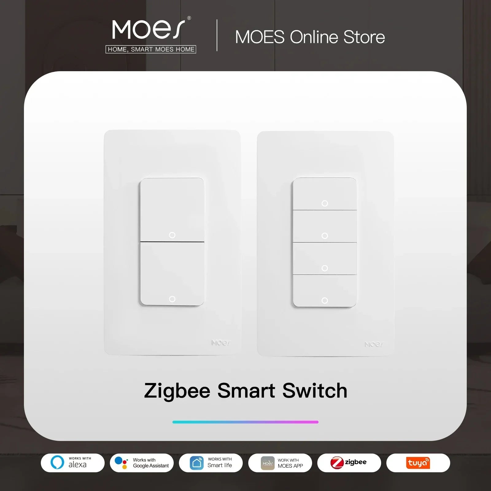 MOES ZigBee Smart Light Switch | US Push Button, Works with Alexa & Google Home, Neutral or No-Neutral