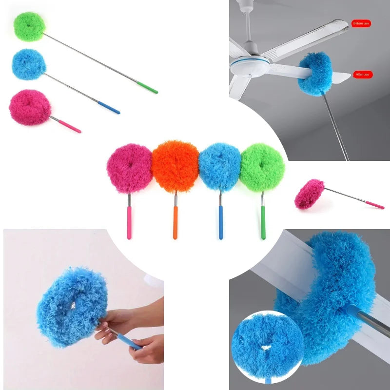 Long Handle Microfiber Ceiling Fan Duster - Reusable, Machine Washable, Easy Clean Brush - Easy to Clean for RV and Home Use