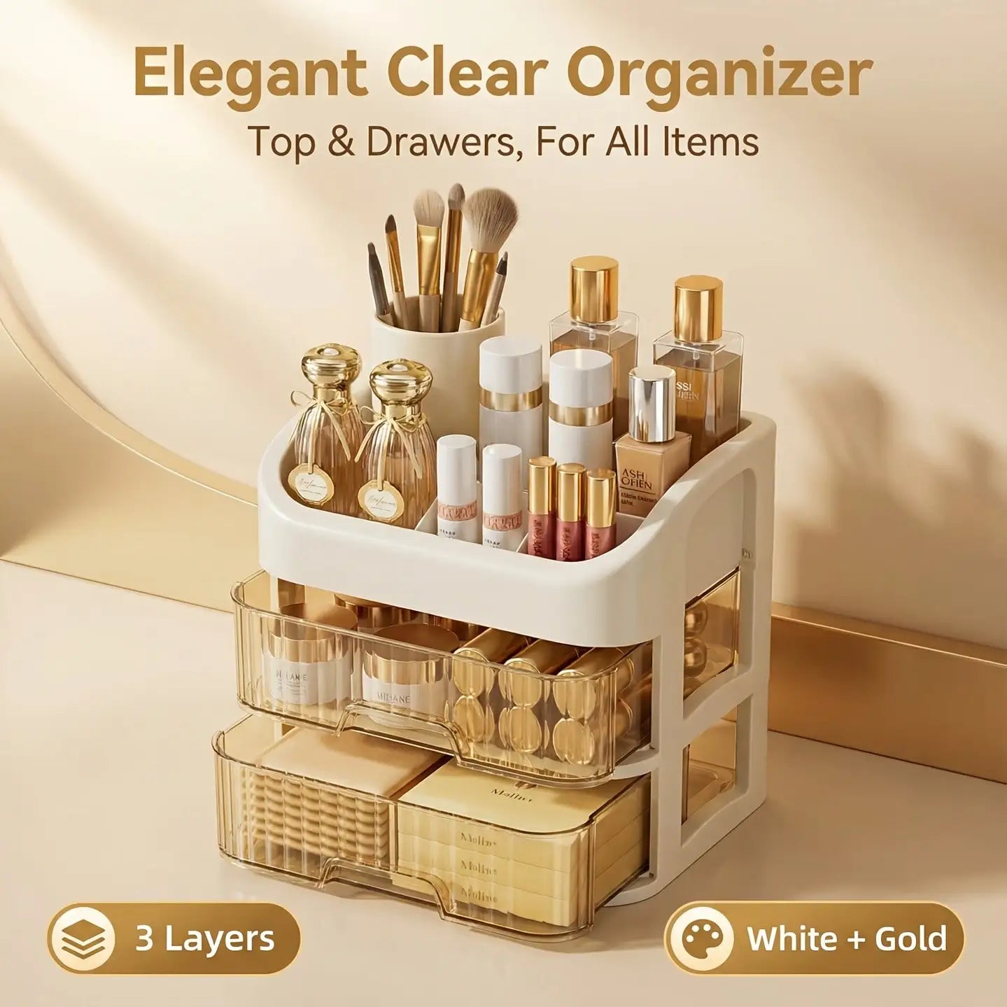 Multi-Layer Makeup Drawer Storage Cabinet | Vanity Organiser for Skincare, Cosmetics & Brushes