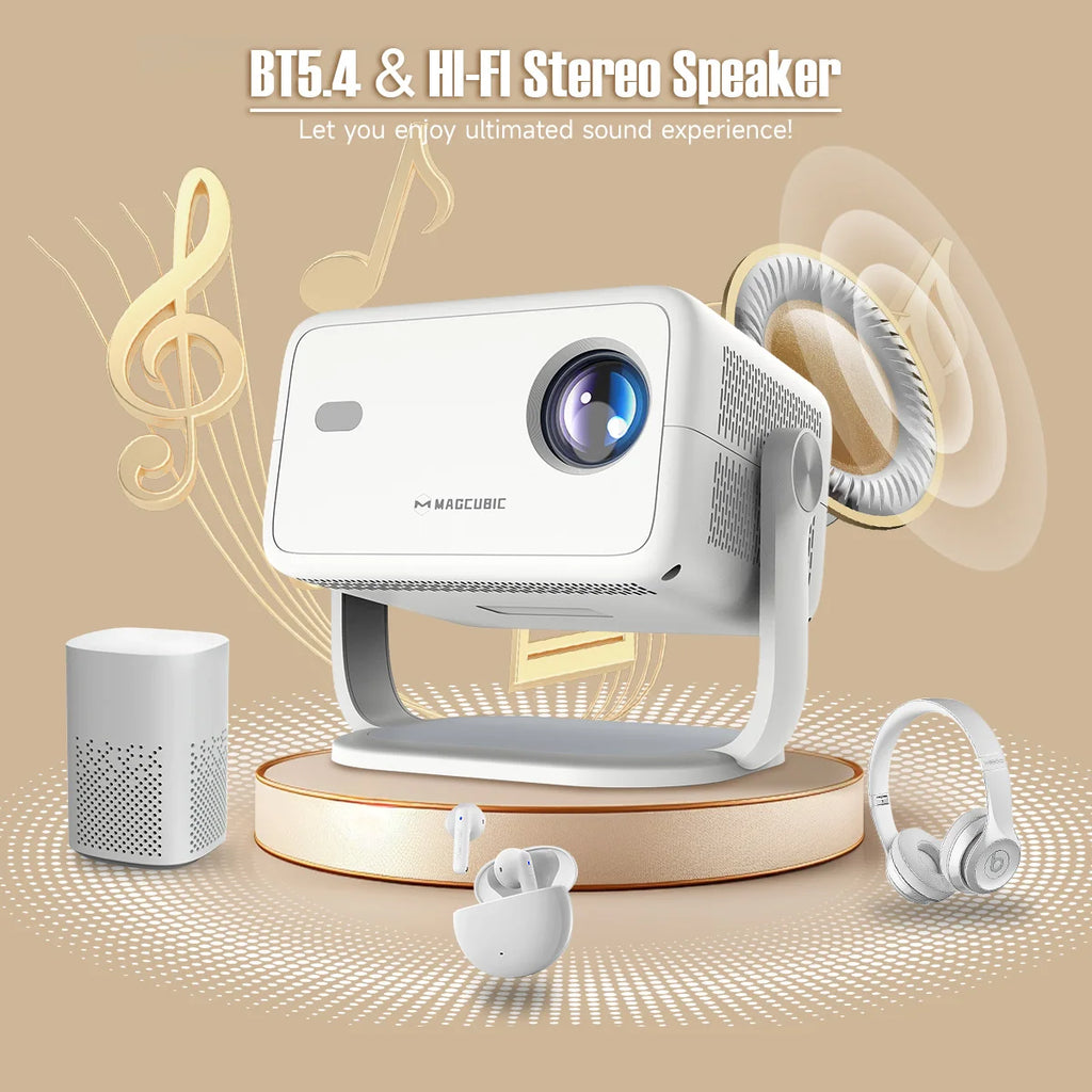 Magcubic 650ANSI L018 8K Projector Native 1080P Home Cinema Auto Focus Keystone Android 14 WiFi6 Portable Projector for Outdoor
