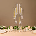 10Pcs Clear 6 Arm Candelabra Taper Candle Holder For Wedding Party Dining Table Banquet Event Decor