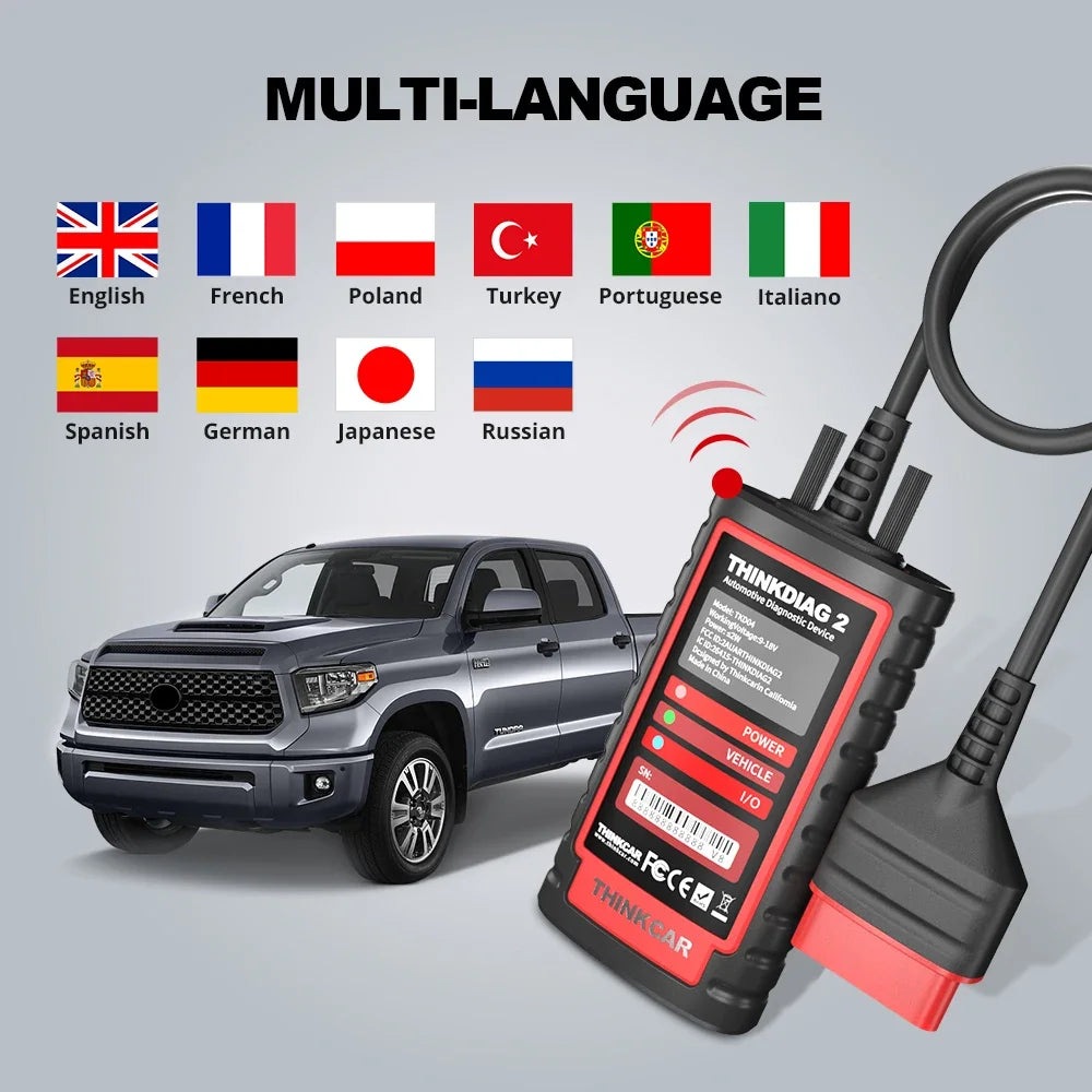 KINGBOLEN Ediag Plus Thinkdiag 2 OBD2 Scanner Support CAN FD 16 Reset Bidirectional Control ECU Coding OBD2 Diagnostic Scanner