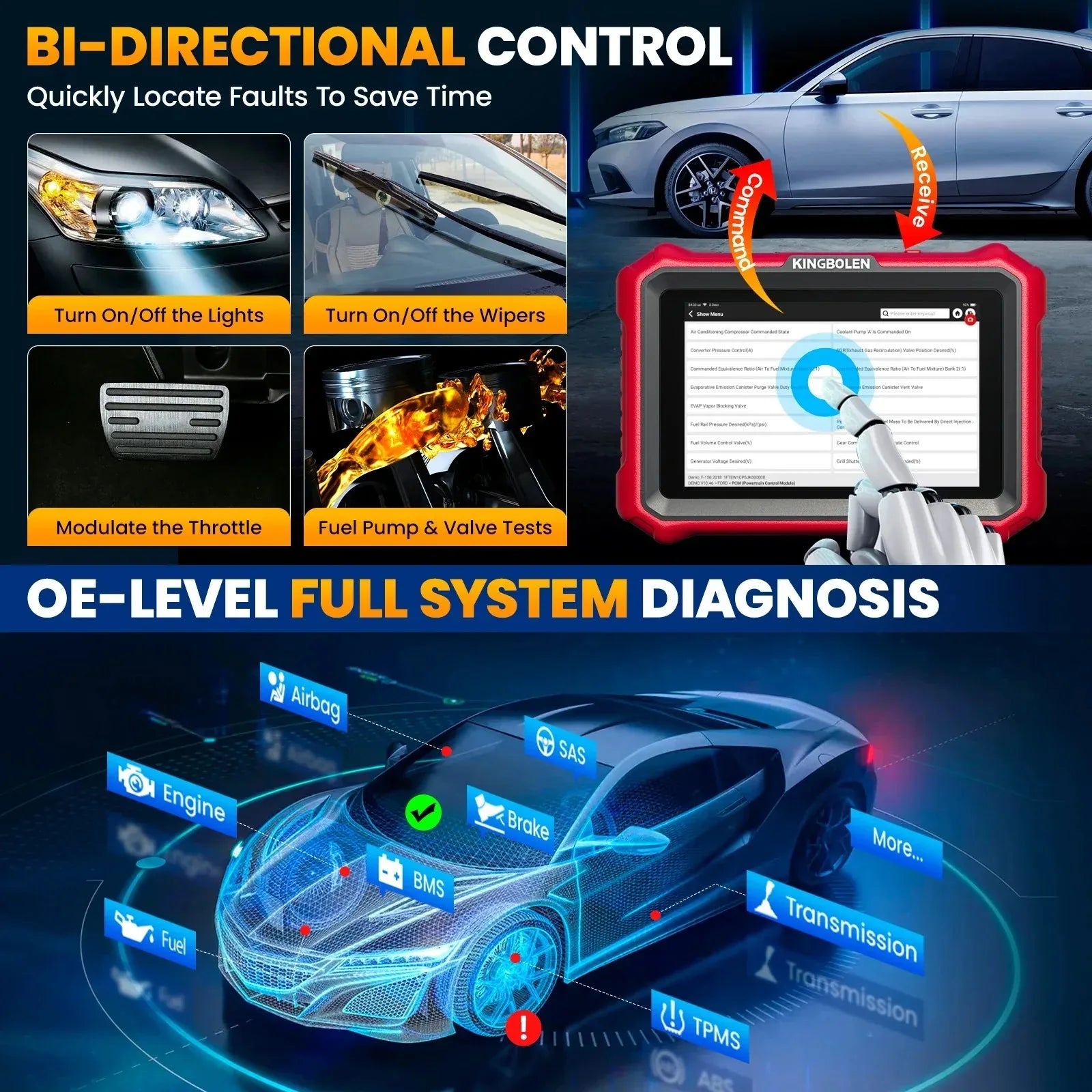 【Lifetime Free Update】Newest KINGBOLEN K8 PRO Advanced Car diagnostic Tools ECU Coding Bi-directional Test CAN FD DOIP 34 Reset
