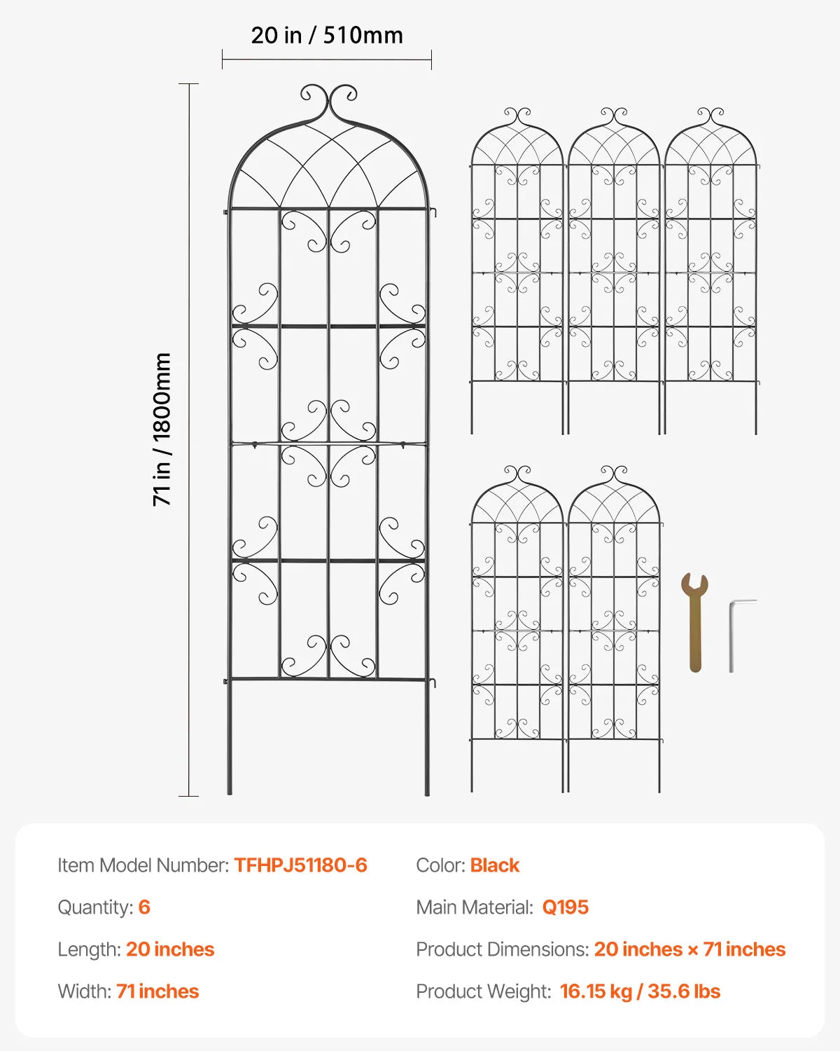 SucceBuy Garden Trellis for Climbing Plants – 2 Pack, 71x20" Rustproof Metal Trellis for Roses, Clematis & Vegetables