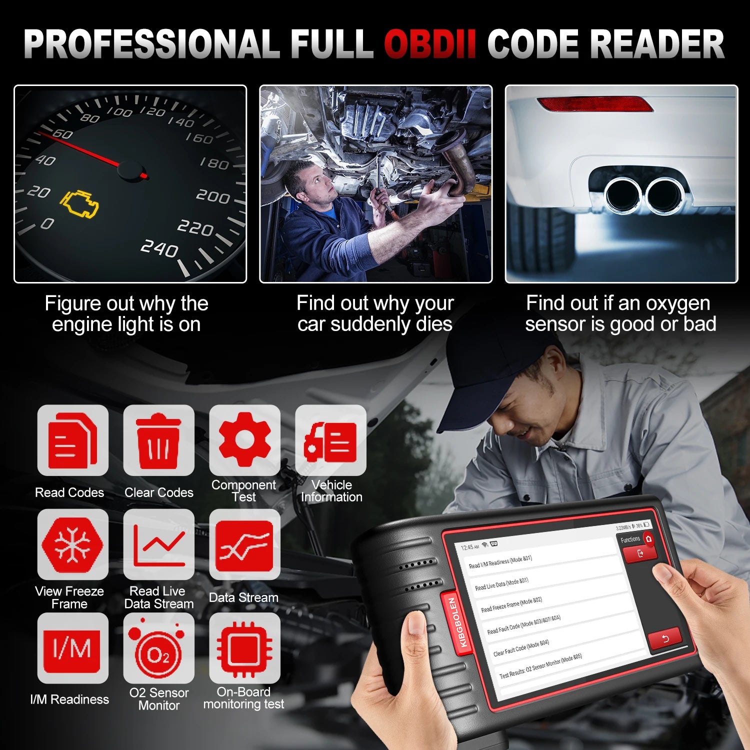 Kingbolen S6 OBD2 Scanner Bluetooth All System lifetime Free Update CAN FD Diagnostic Tool 28+ Resets SAS/BMS/TPMS Scan Tool