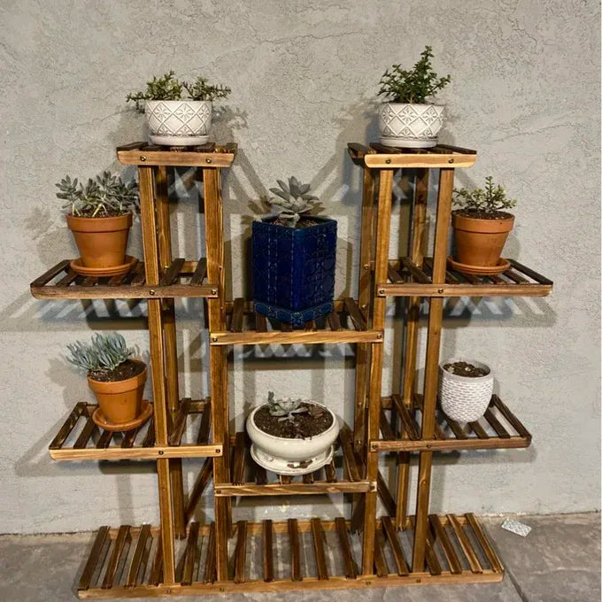 Multi-Tier Wooden Plant Stand — Indoor & Outdoor Flower Pot Display Shelf