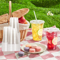 16 oz 100 Pack Clear Plastic Cups with Lids and Straw,leak-proof durable,To-Go Cold Coffee Cups,Disposable Cold Drink Cups for Parties, Outdoor Events, Cafes, and Smoothies