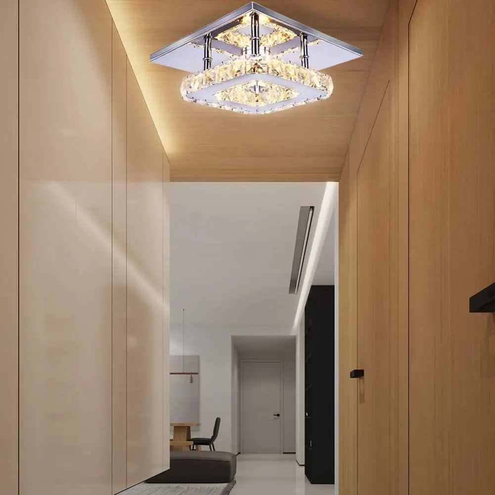 LED Crystal Chandelier — Semi Flush Mount Ceiling Light, Warm White, 8×5", UL Listed, Bulb Included