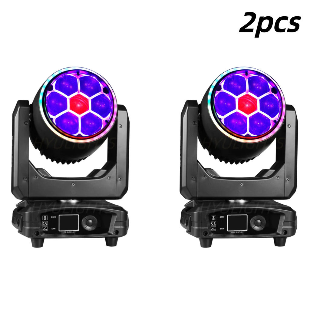 2PCS 7x40W Bee Eye Beam Wash Halo Effect Mini LED Moving Head RGBW 4in1DMX512 Control For DJ Disco Party Nightclub Wedding KTV