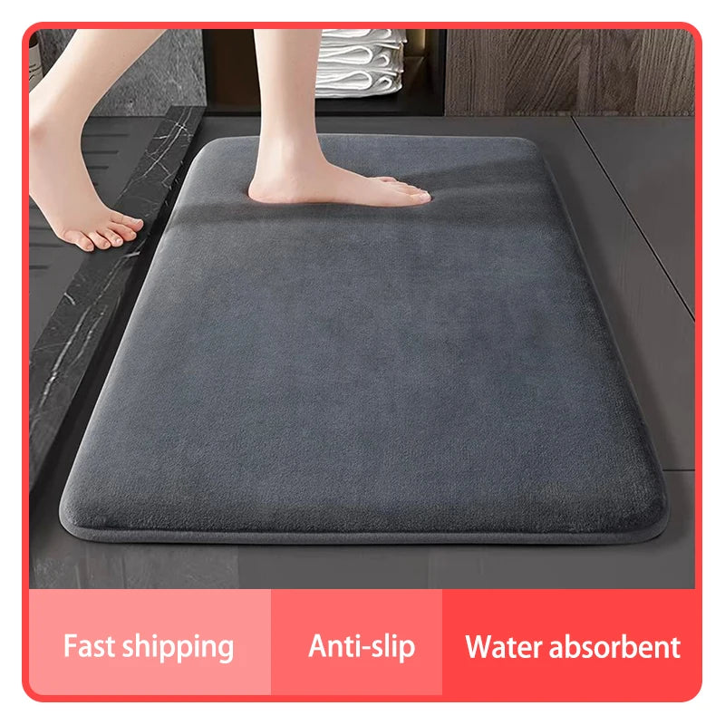 Super Absorbent Non-Slip Bath Mat - Coral Velvet Bathroom & Door Floor Mat