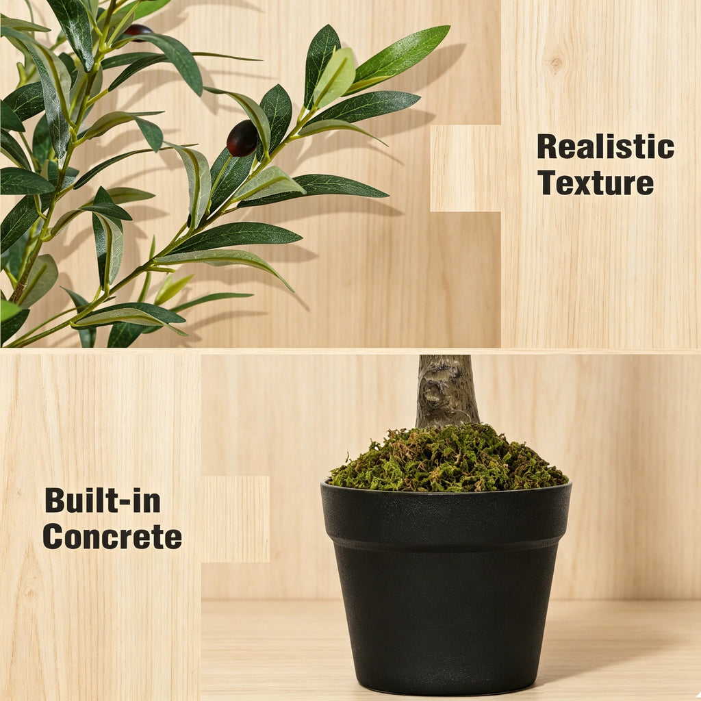 5/6/7/8 Olive Trees Artificial Indoor Faux Olive Tree with Black Pot Artificial Plants with Natural Wood Trunk and Lifelike Fruits for Home Office Decor