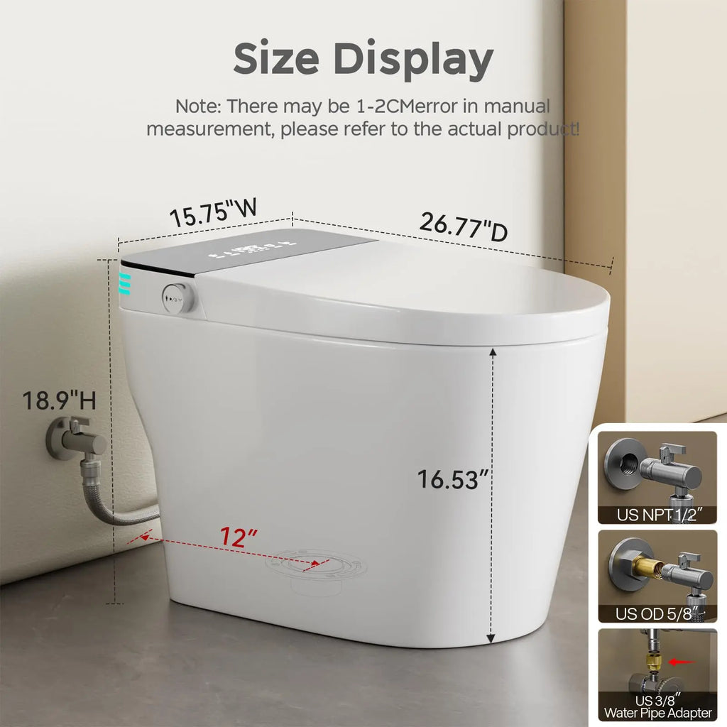 Smart Toilet with Built-in Bidet - Auto Open/Close, Heated Seat, Warm Water Wash & Auto Dual Flush | Model ST-TC01