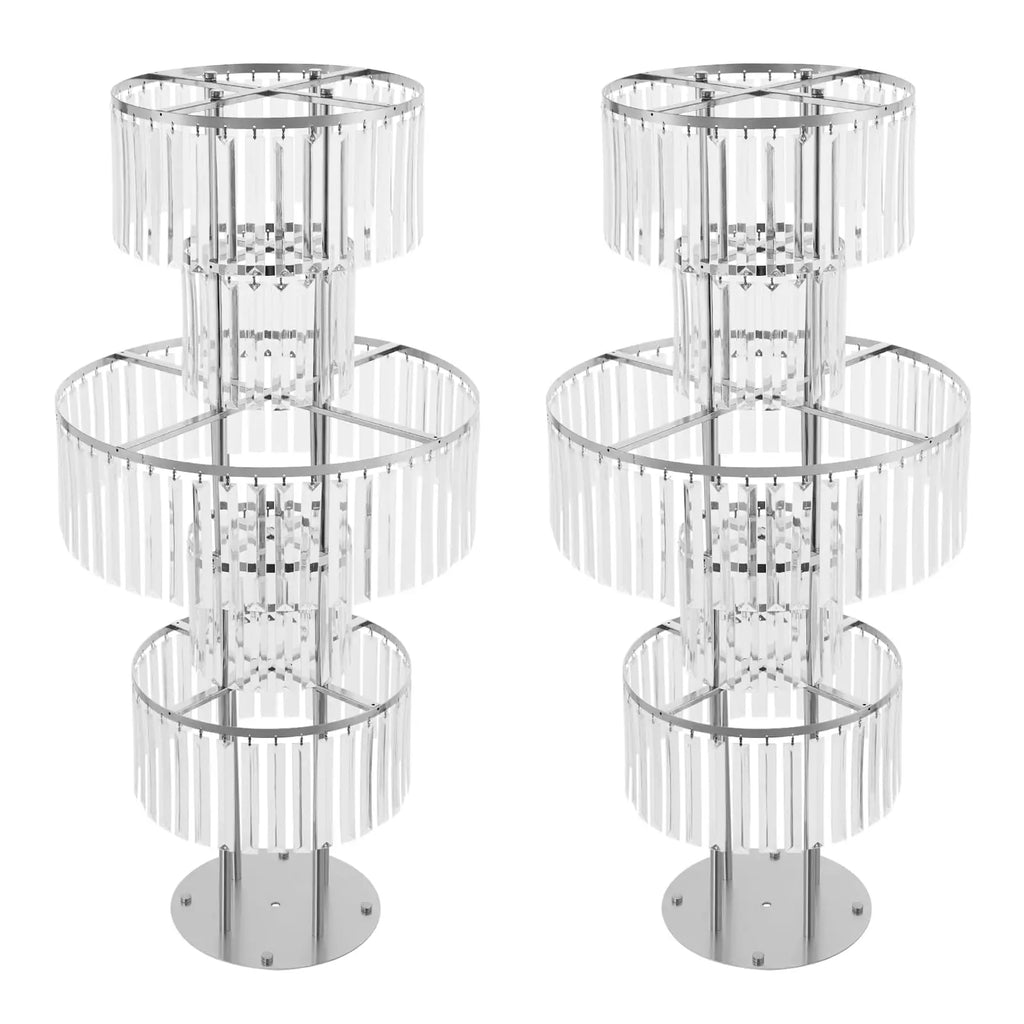 5-Tier Crystal Chandelier Flower Stand | Set of 2 | 43.3" Tall