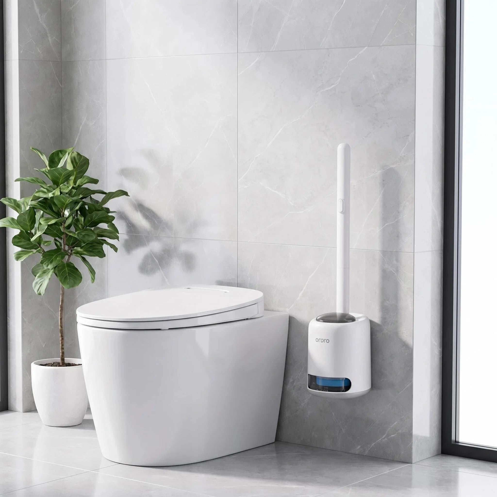 Wall Hanging Disposable Toilet Brush with 8 Refill Heads