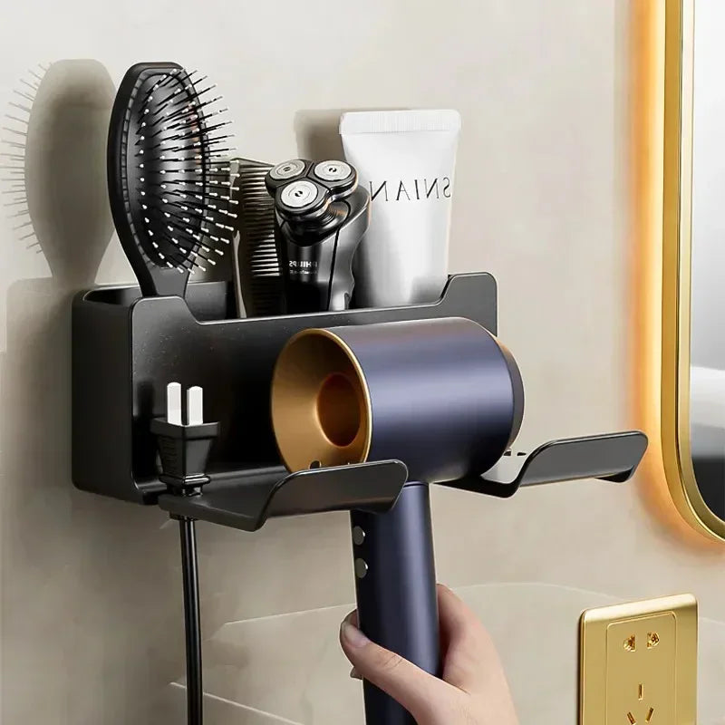 Wall-Mount Hair Dryer Holder - No-Drill Suction Cup Organiser for Hair Dryers & Straighteners