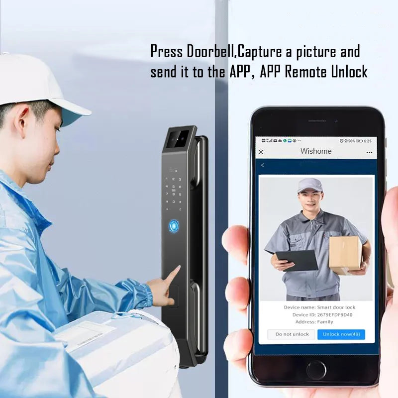 YKESDL D14P Smart Door Lock | 3D Face Recognition, Fingerprint, Camera, WiFi & App Control