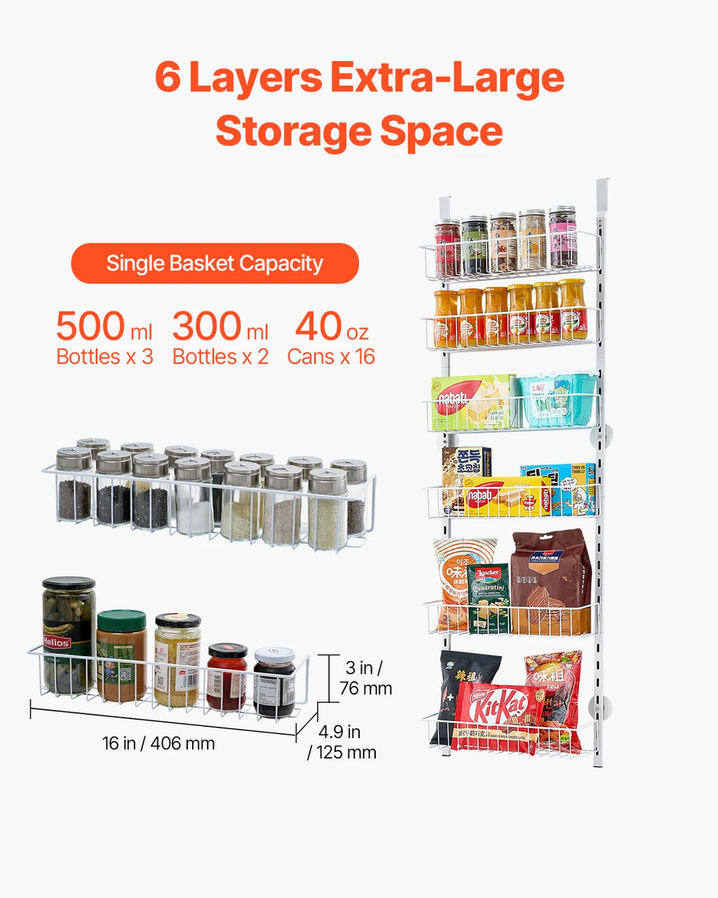 SucceBuy Over-Door Pantry Organizer | 6/8/9/10-Tier Heavy-Duty Steel Spice Rack