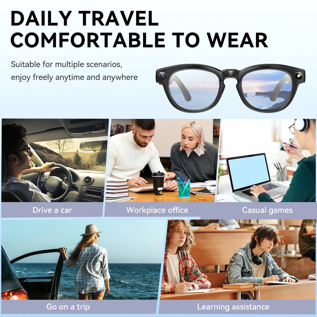 EIGIIS Q8 AI Smart Glasses — 4K Camera, AI Voice, Bluetooth 5.3 & Waterproof