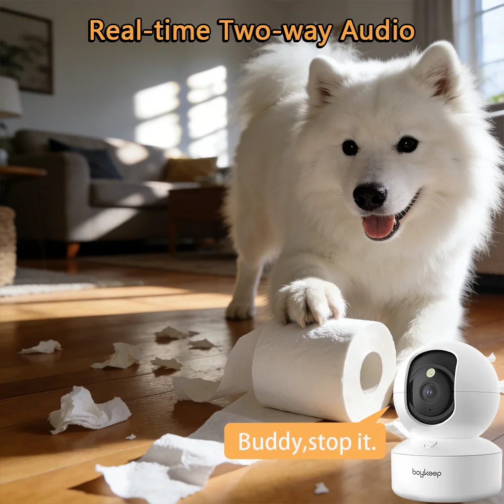 BoyKeep 2K Smart WiFi Security Camera Dual Band 5G/2.4GHz Indoor Surveillance Camera, 360° PTZ, IR Night Vision, Two-Way Audio