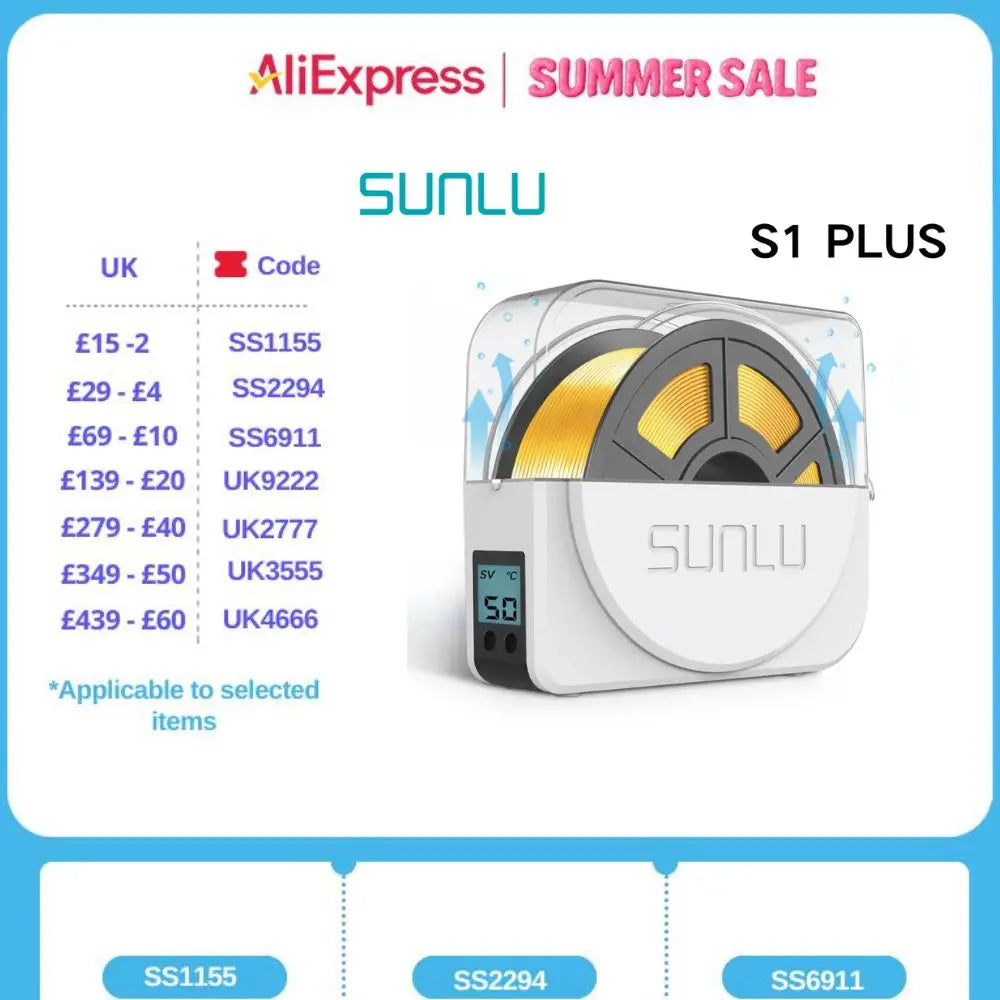 SUNLU S1+ 3D Filament Drying Box Fila-Dryer Drying Filament Storage Box Keeping Filament Dry Holder For 3D Printing Fast Heating
