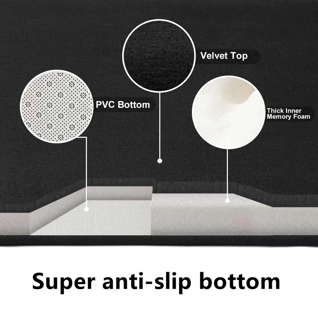 U-Shape Toilet Bath Mat - Anti-Slip Absorbent Polyester Bathroom Floor Mat