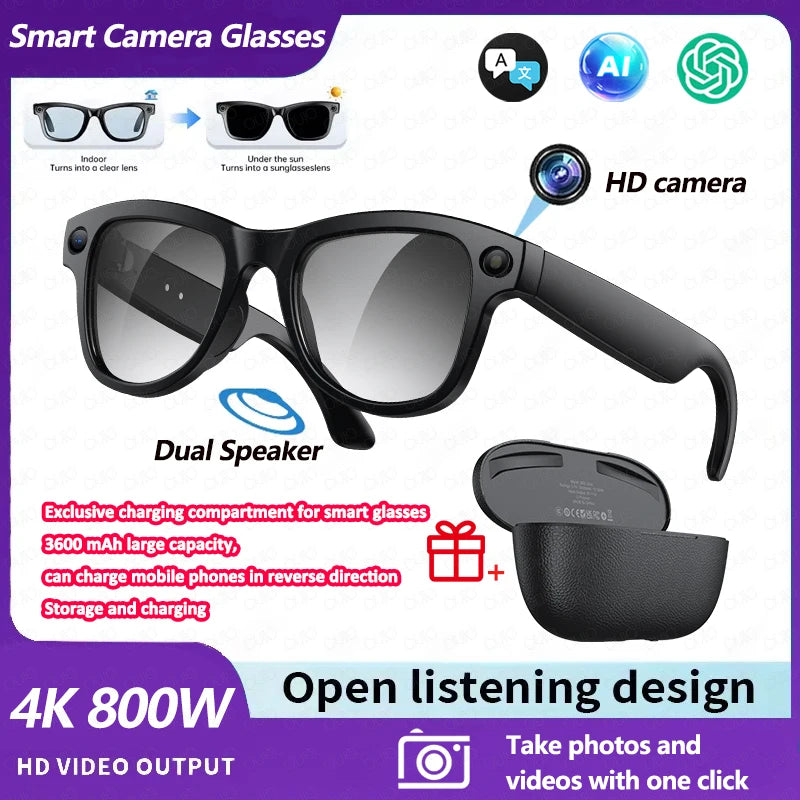 M02 Ultra Smart AI Glasses – 4K Camera, 32GB, 120+ Language Translation & Power Bank