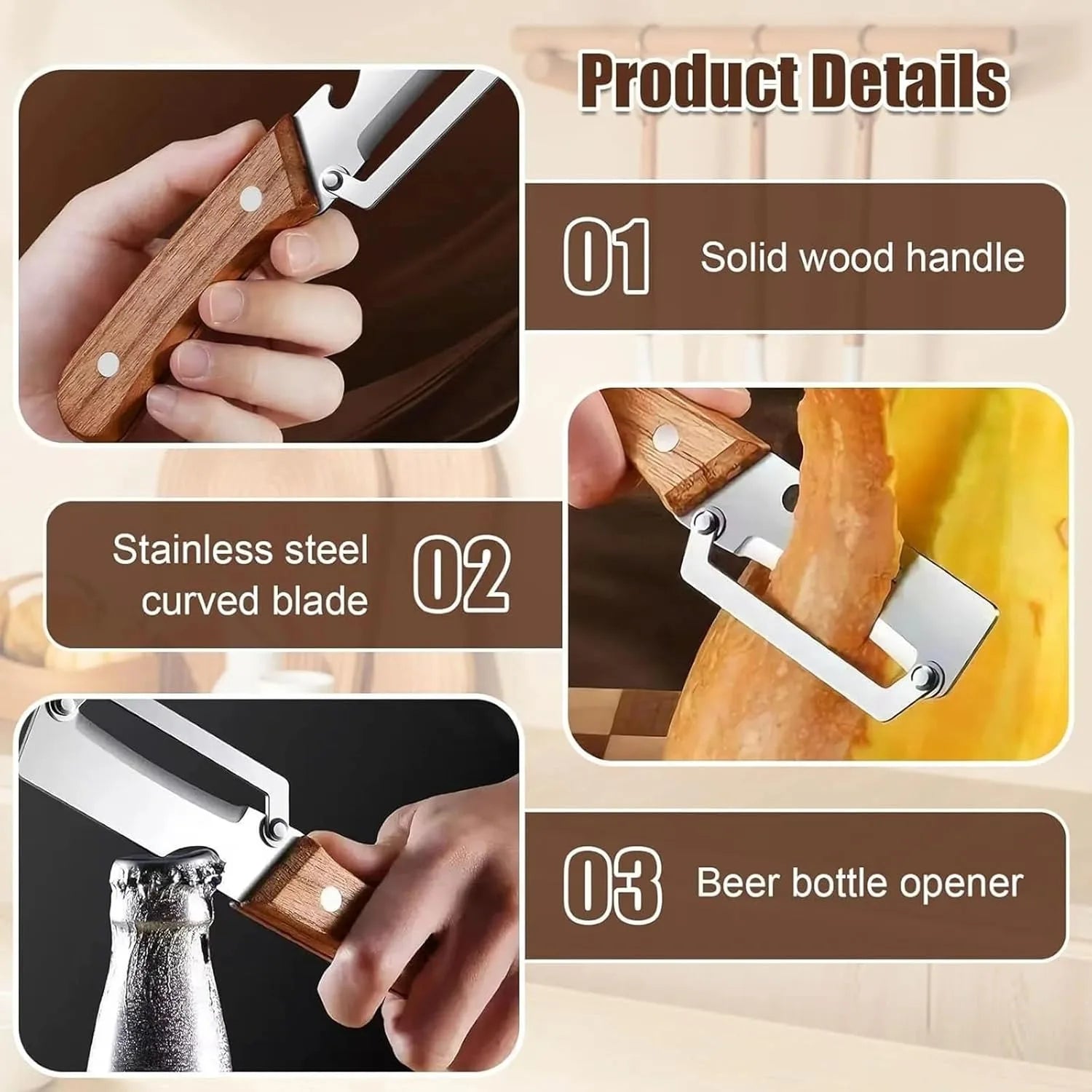 2-Pack 2-in-1 Vegetable & Fruit Peeler with Bottle Opener — Stainless Steel Blade, Wooden Handle, Zero Snag